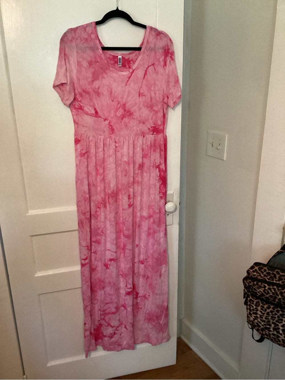 Pink Tie-Dye Maxi Dress - Lightweight Short Sleeve